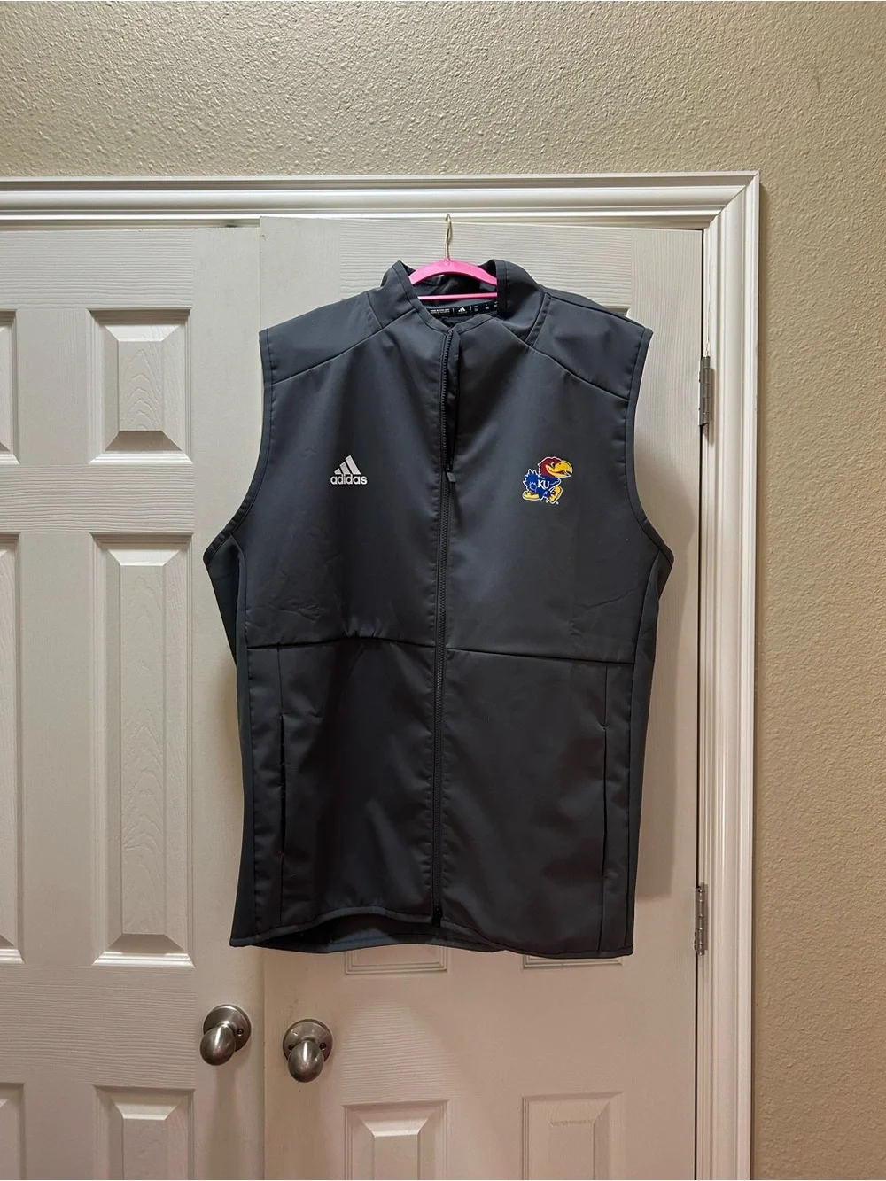 adidas Black Sleeveless Vest with Kansas Jayhawks Patch